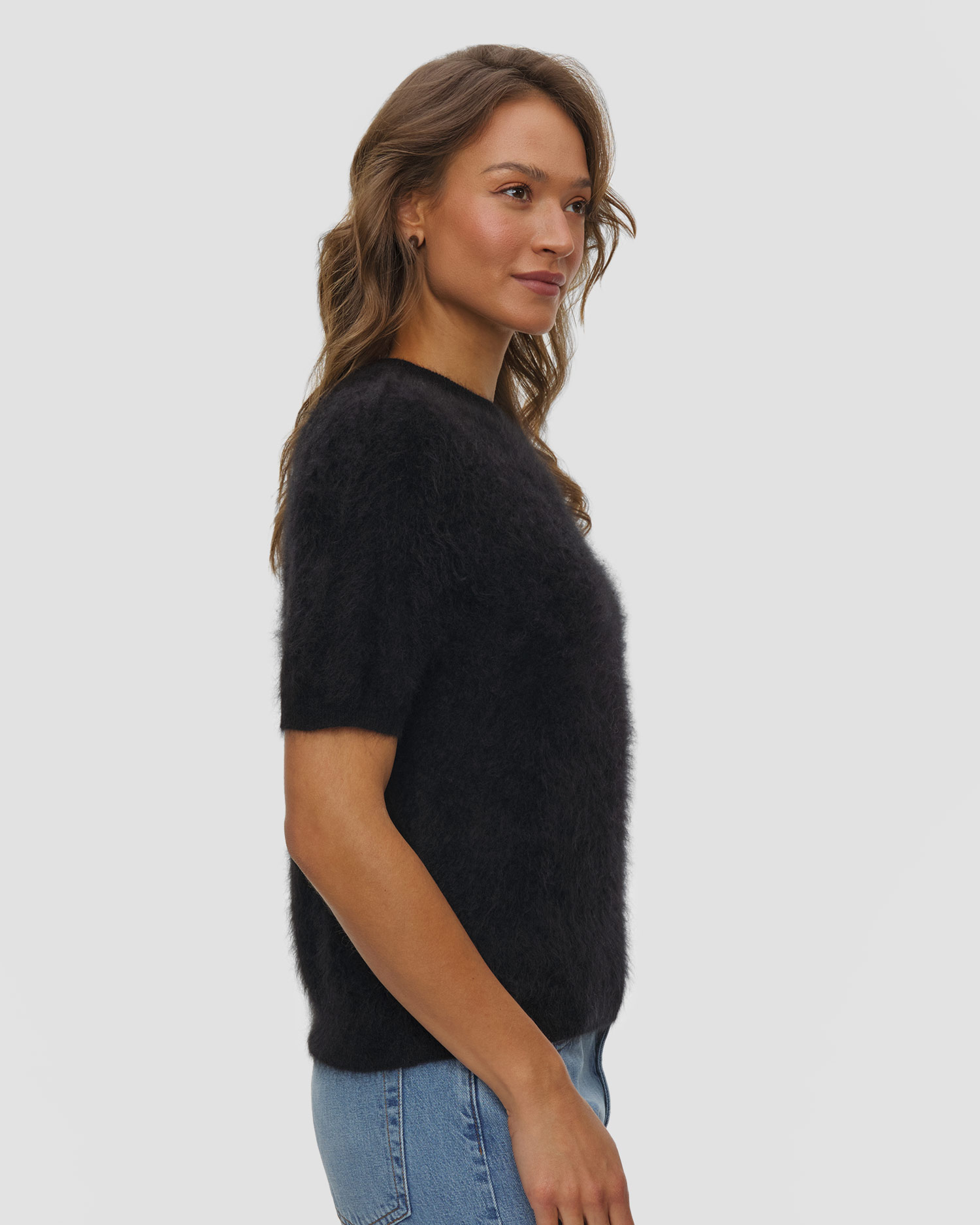 Soft Goat Brushed Short Sleeve Damen-Kaschmirpullover