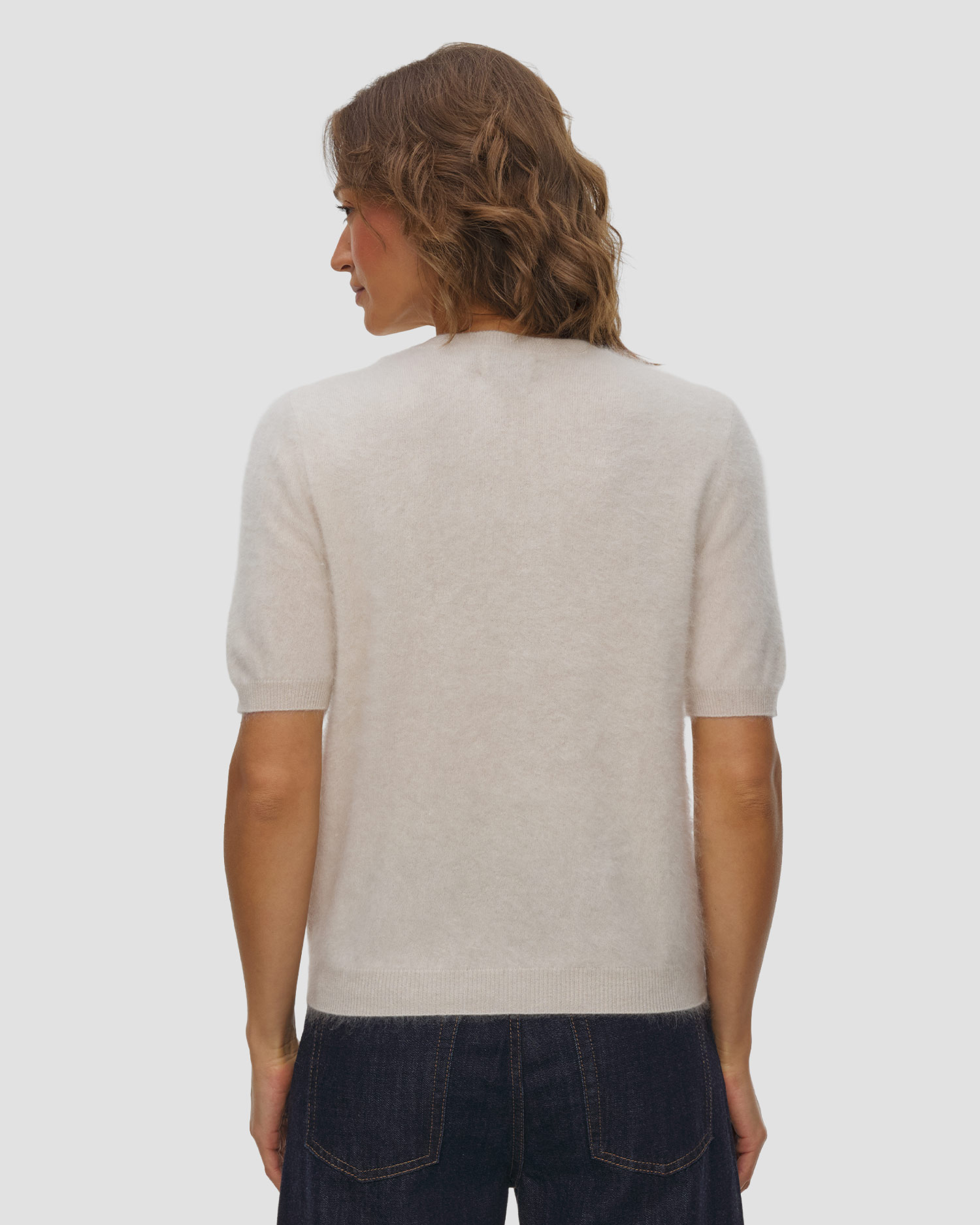 Soft Goat Brushed Short Sleeve Kaschmirpullover für Damen