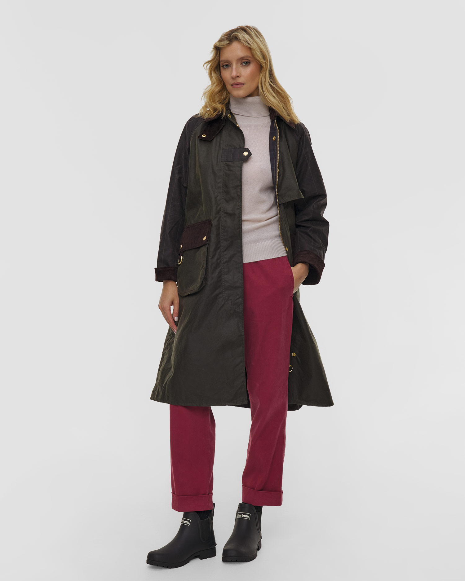 Cappotto cerato da donna Barbour Checked Kirklees Wax Jacket