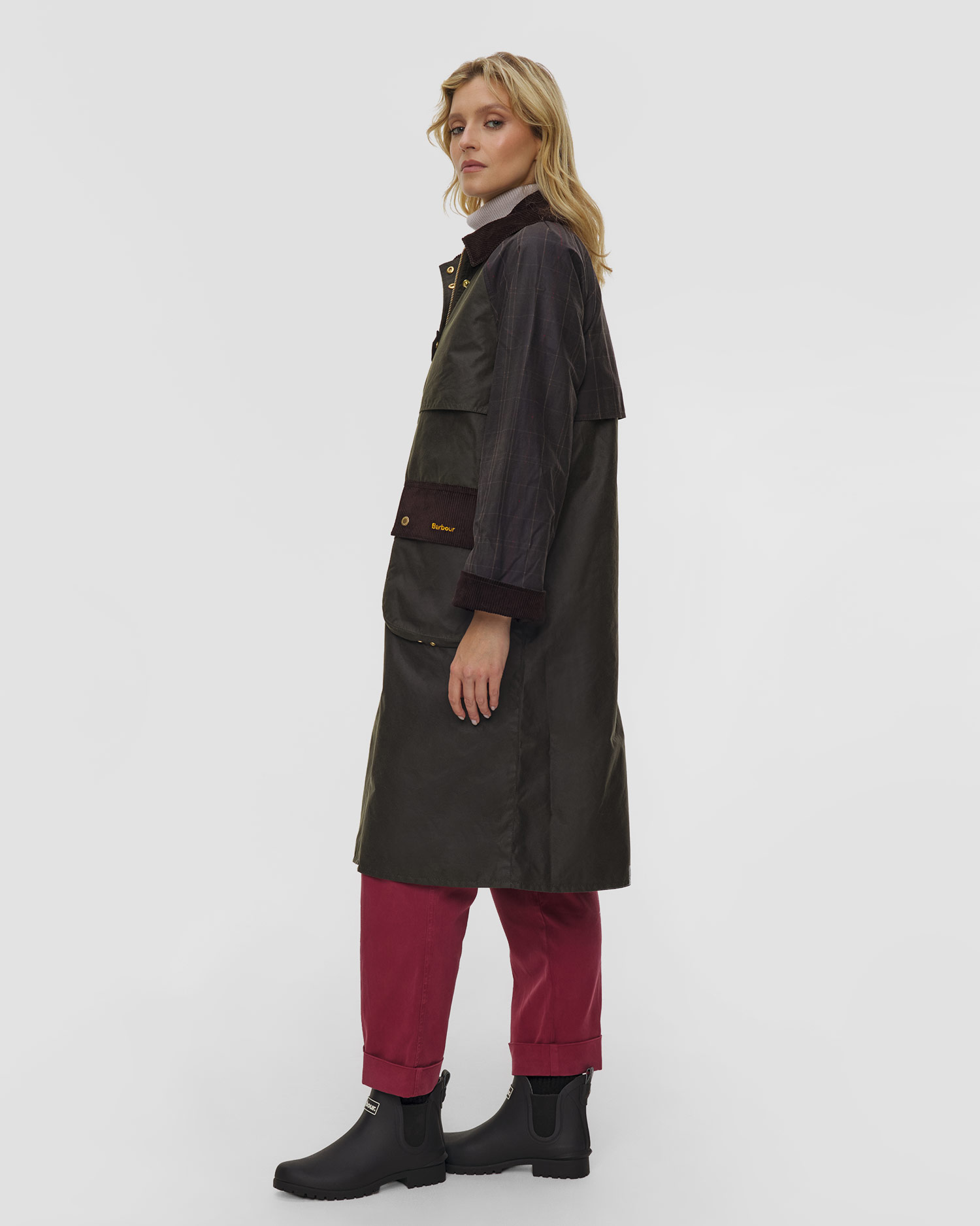 Cappotto cerato da donna Barbour Checked Kirklees Wax Jacket