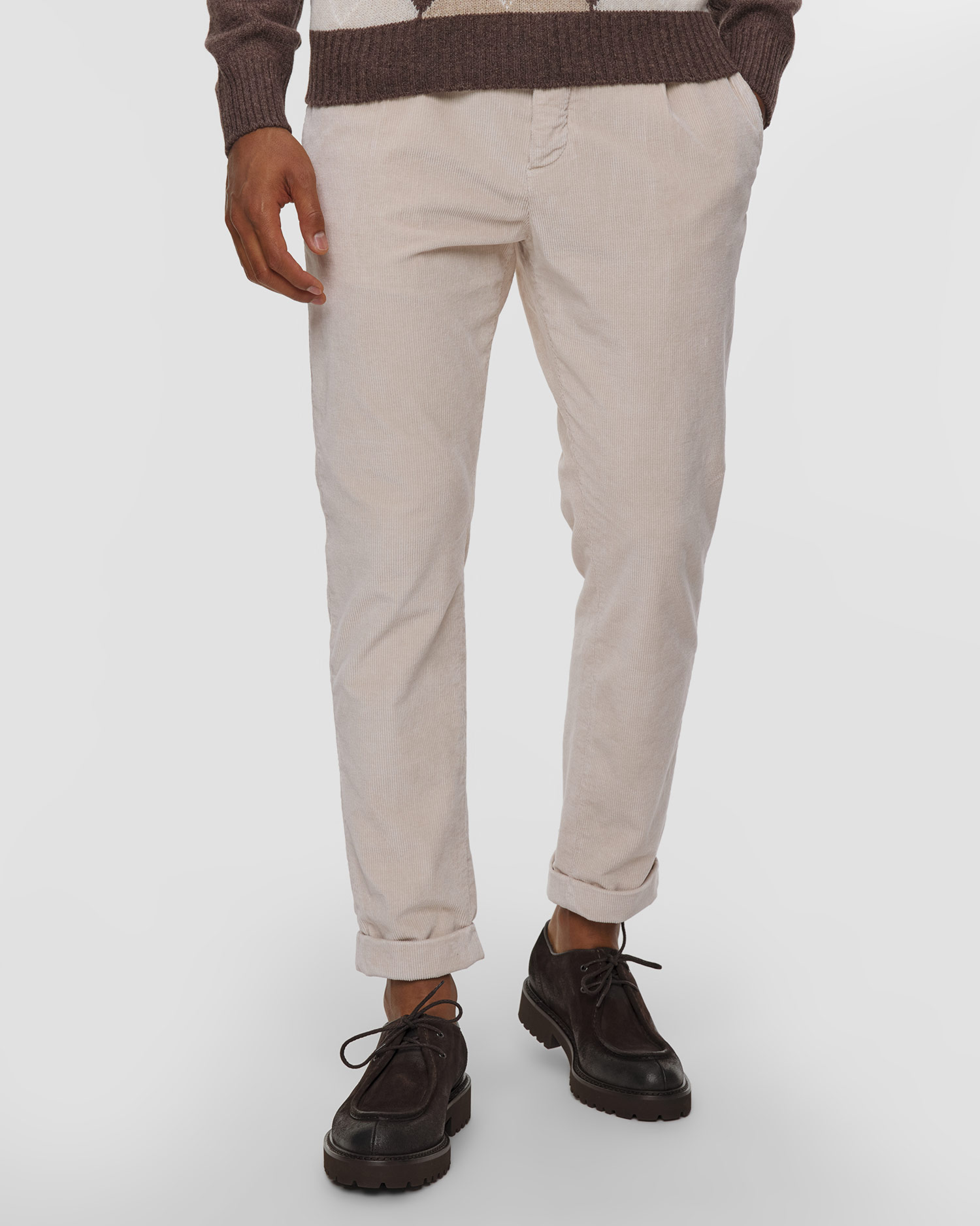 Pantalon chino en velours côtelé pour hommes Jacob Cohen Henry Slim, Couleur: Beżowy