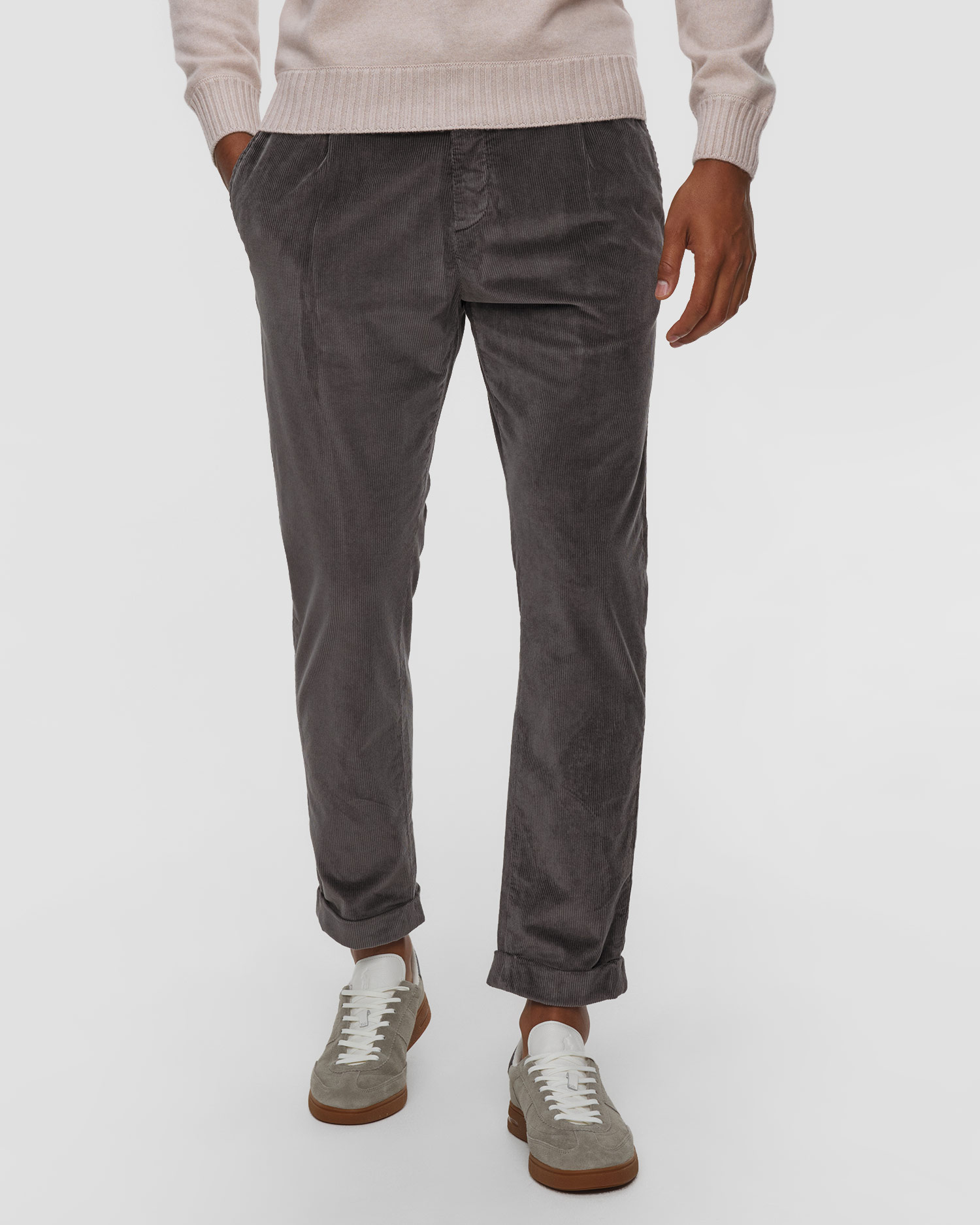 Pantalon chino en velours côtelé pour hommes Jacob Cohen Henry Slim, Couleur: Szary