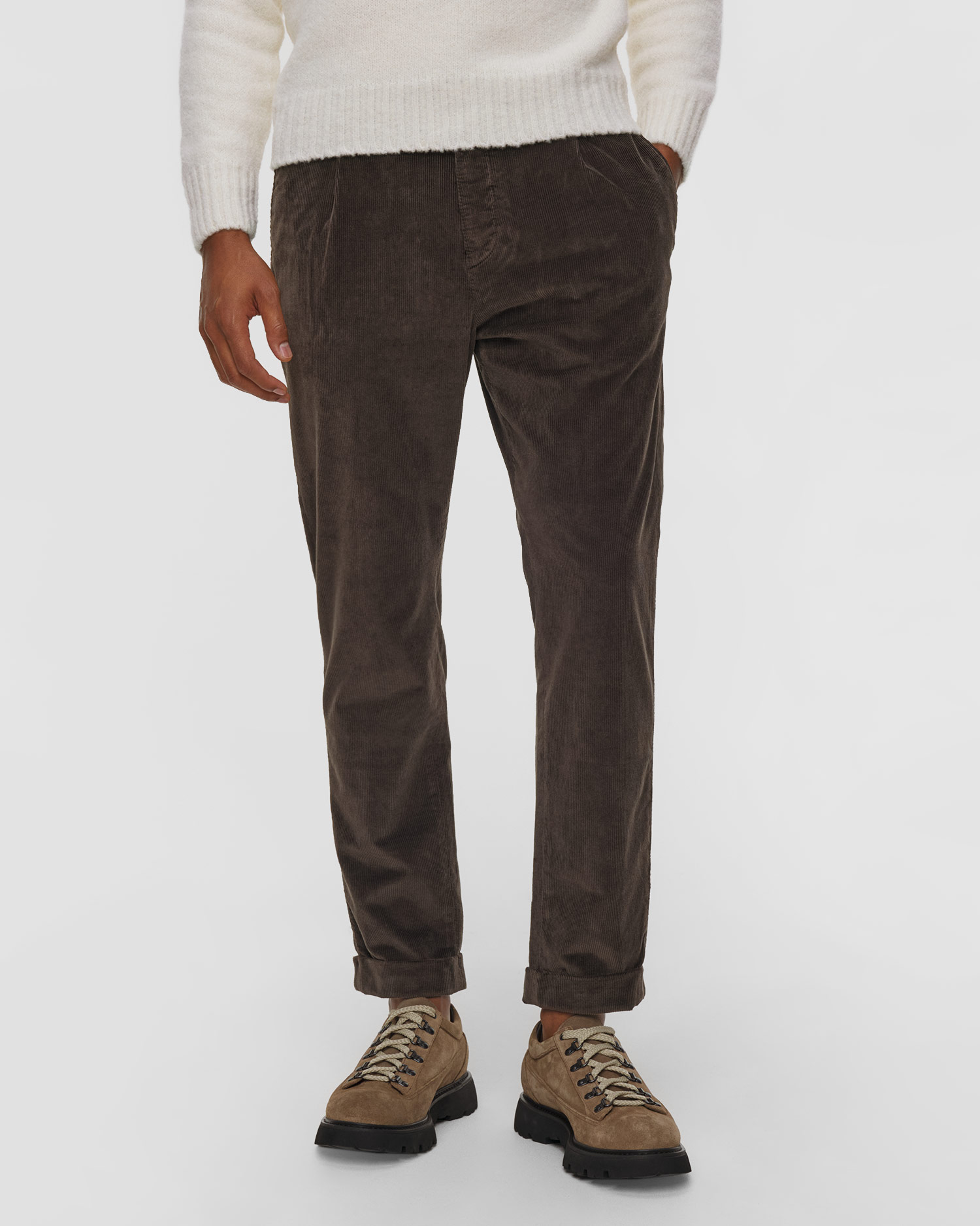 Pantalon chino en velours côtelé pour hommes Jacob Cohen Henry Slim, Couleur: Brązowy