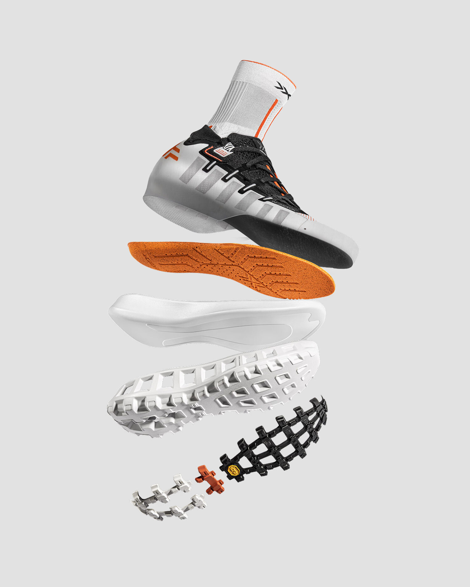 Scarpe da corsa trail unisex X-Bionic Terraskin X01 nero-arancione + calzini tecnici