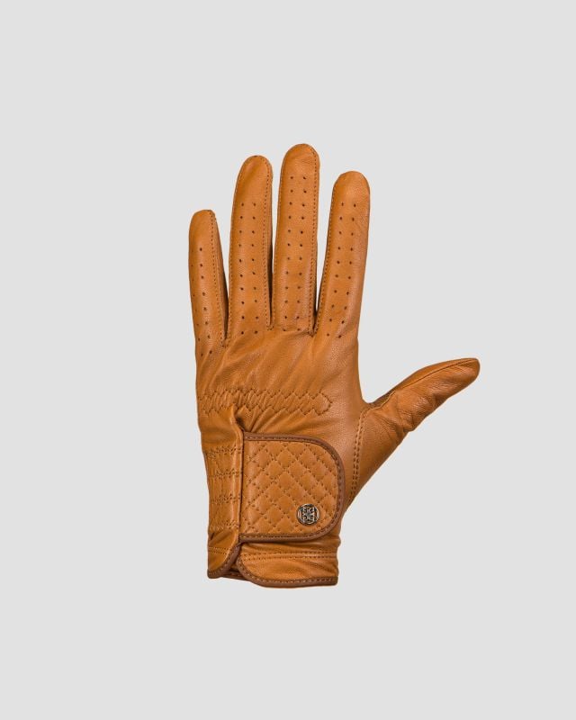 Men\'s golf glove G/Fore Quilted Tab Glove G4MF22G63-cognac | S\'portofino