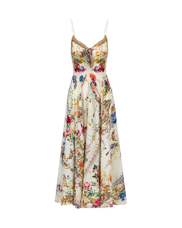 Camilla long dress top with tie front