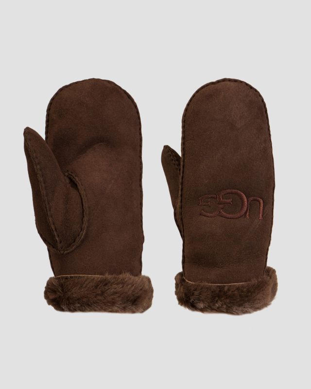 Women's leather mittens UGG Shearling Embroider Mitten 20932-bcdr |  S'portofino
