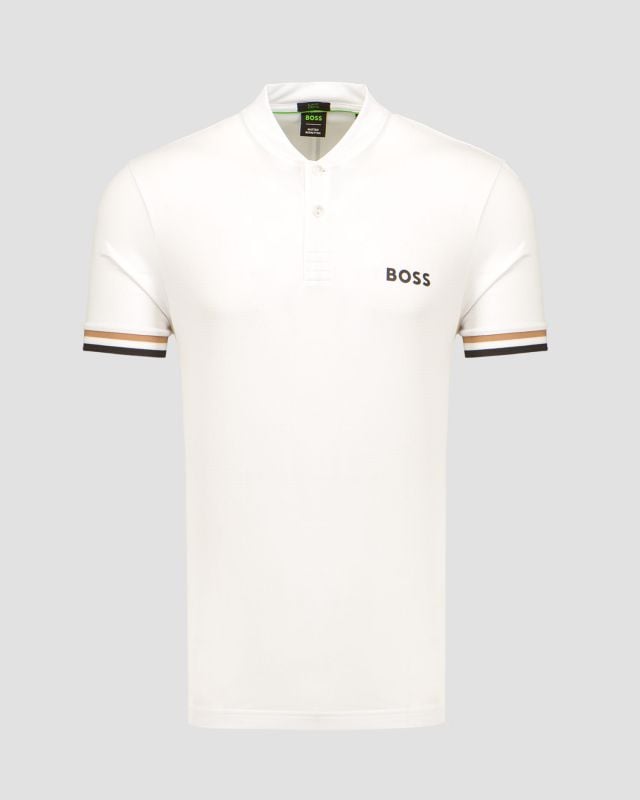 Tricou polo alb pentru bărbați Hugo Boss x Matteo Berrettini Pariq  50494526-100
