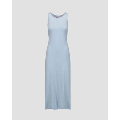 Dámské modré letní úpletové šaty ze lnu Deha