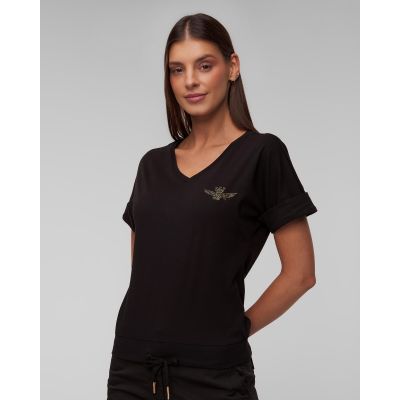 T-shirt nera da donna Aeronautica Militare