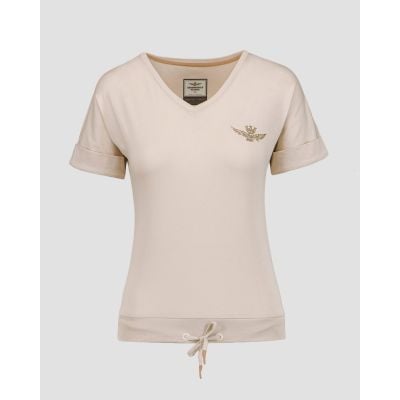Beżowy t-shirt damski Aeronautica Militare