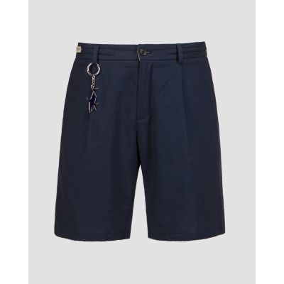 Shorts blu scuro con lino da uomo Paul&Shark Bermuda Coulisse 1 Pince