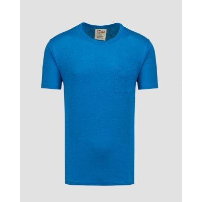 Niebieski T-shirt lniany męski MC2 Saint Barth