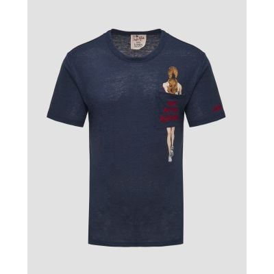 T-shirt en lin bleu marine pour hommes MC2 Saint Barth