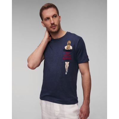 Granatowy T-shirt lniany męski MC2 Saint Barth