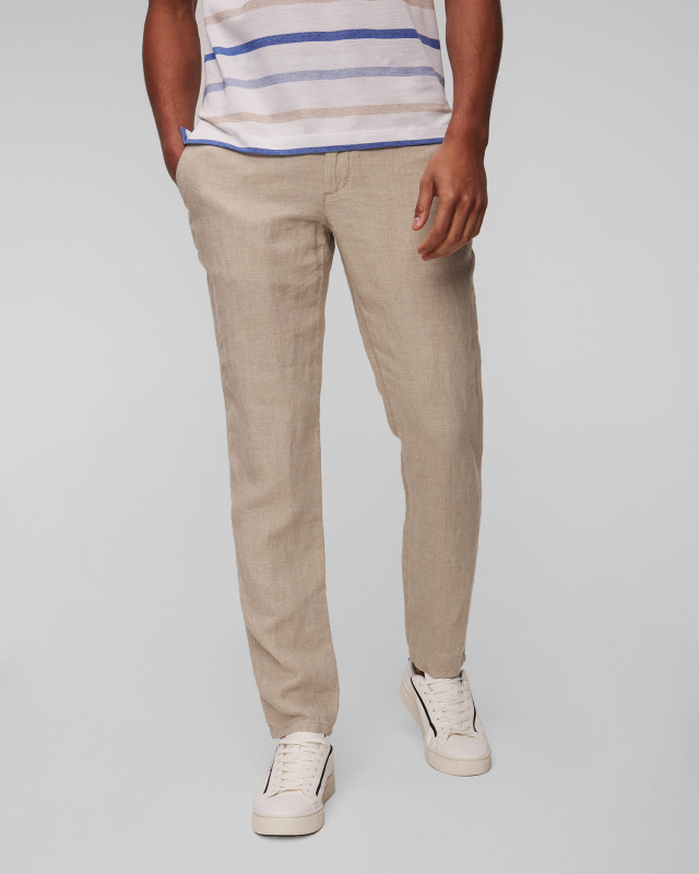 Men s beige trousers Alberto House Pure Linen 1528 135