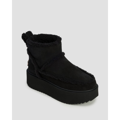 Czarne buty zimowe damskie Inuikii x Coccinelle Classic Low Shearling