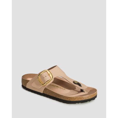 Beżowe klapki damskie Birkenstock Gizeh Big Buckle Natural Leather Patent Regular