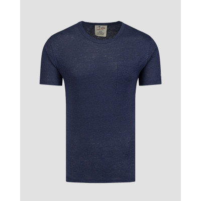 T-shirt blu scuro in lino da uomo MC2 Saint Barth