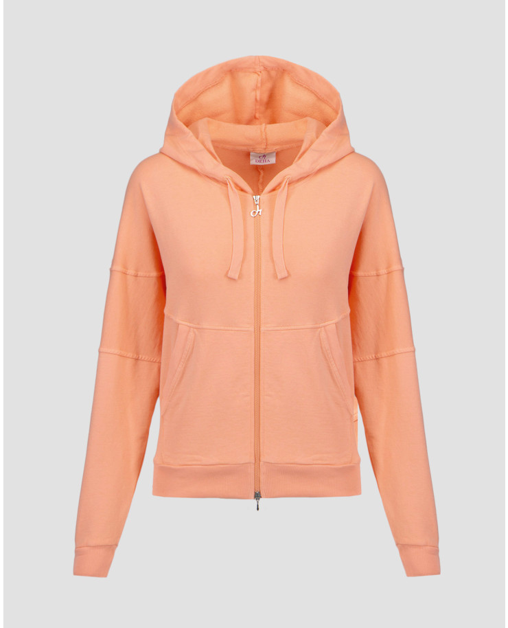 Sweat-shirt à capuche zippé orange pour femmes Deha