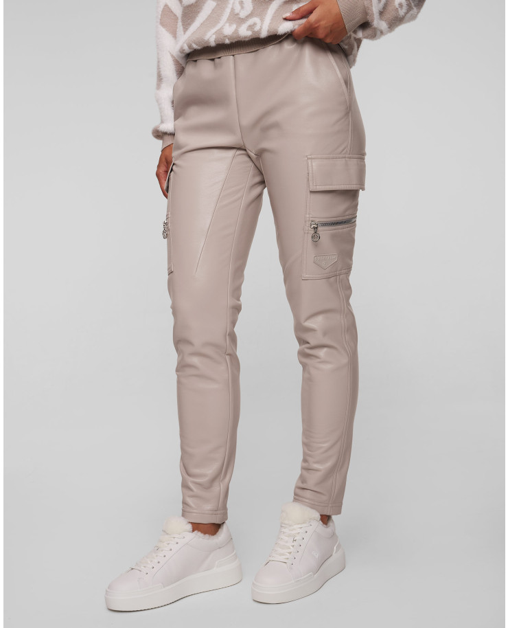 Pantalon en simili-cuir beige pour femmes Sportalm