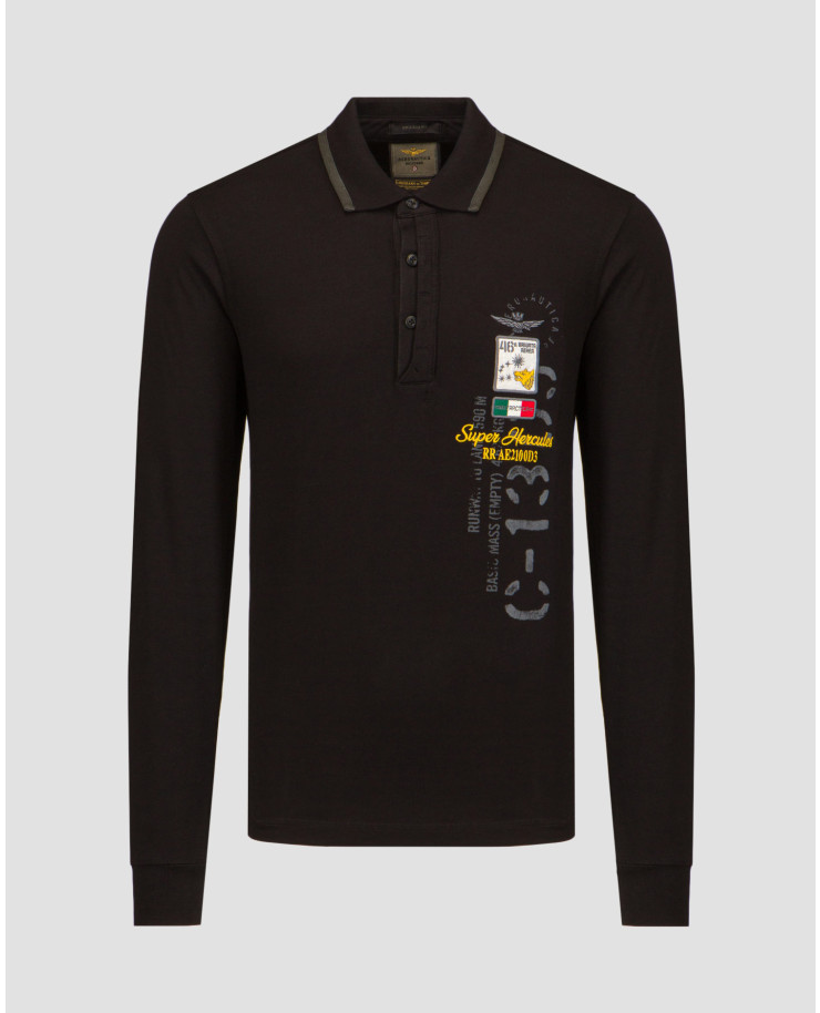 Tricou polo negru pentru bărbați Aeronautica Militare