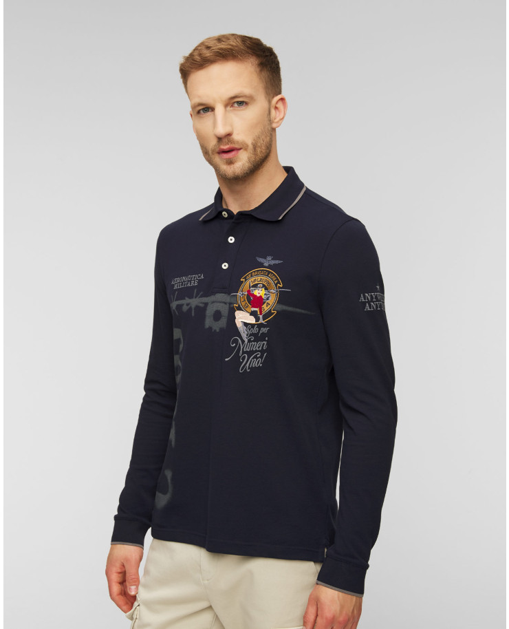 Polo a maniche lunghe da uomo Aeronautica Militare Blu