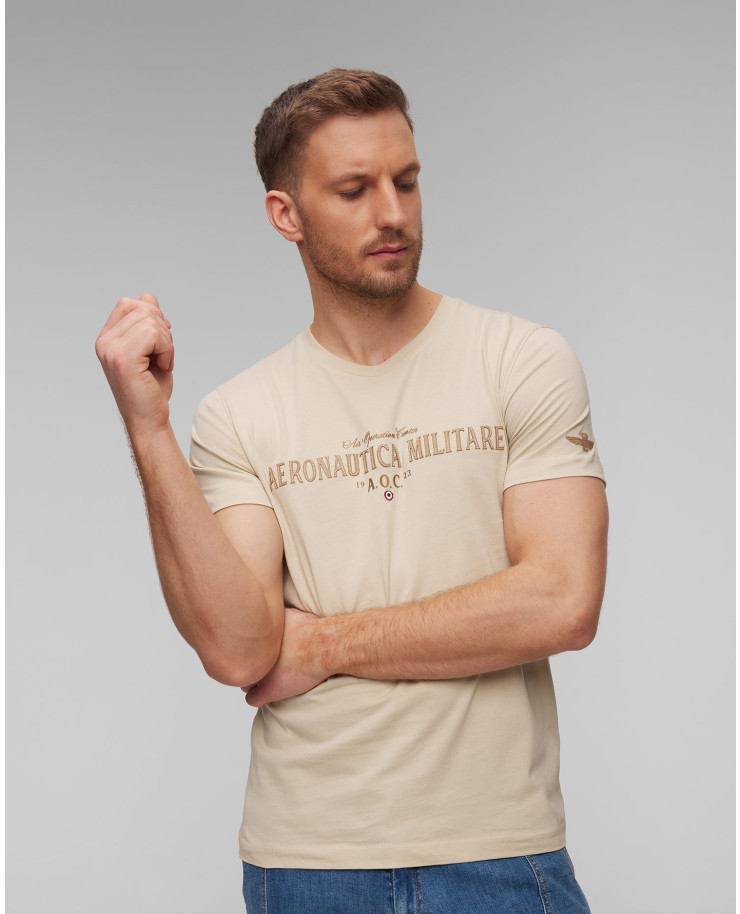 T-shirt beige pour hommes Aeronautica Militare 