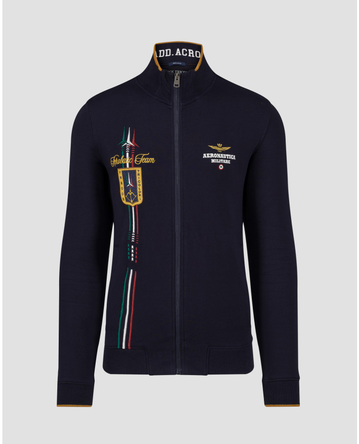 Sweat-shirt zippé bleu marine pour hommes Aeronautica Militare