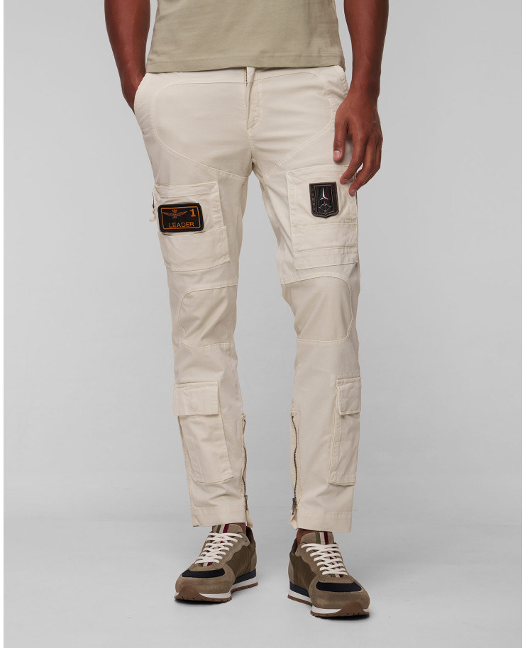 Pantaloni cargo beige da uomo Aeronautica Militare