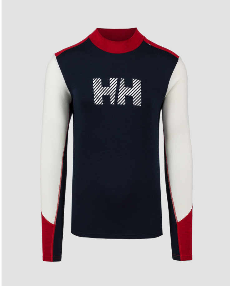 Longsleeve termoactif bleu marine et blanc pour hommes Helly Hansen Lifa Merino Midlogo