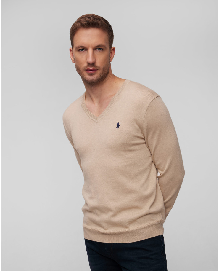 Pull en laine beige pour hommes Polo Ralph Lauren