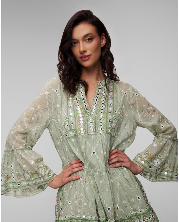 Robe verte pour femmes Juliet Dunn Mosaic Flared Sleeve