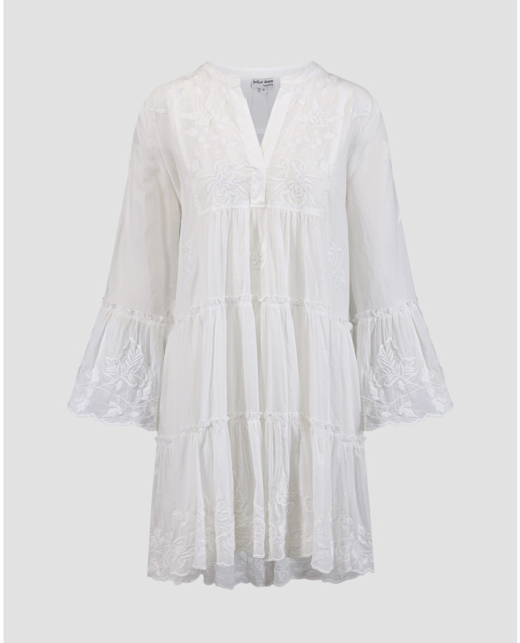 Women's white embroidered dress Juliet Dunn Flared Sleeve