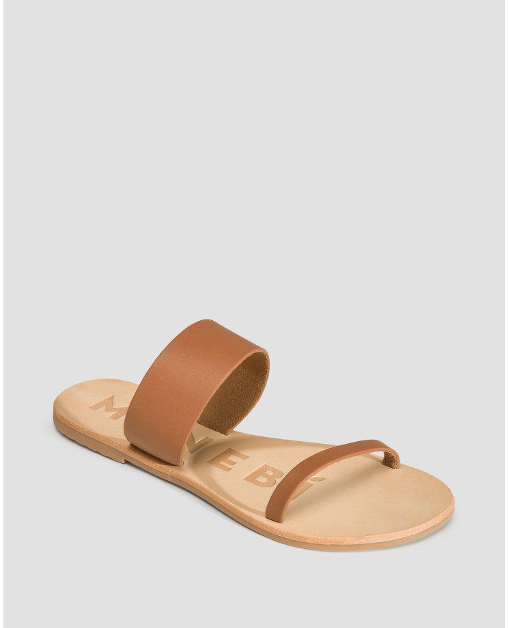 Klapki skórzane damskie Manebi Sandals brązowe