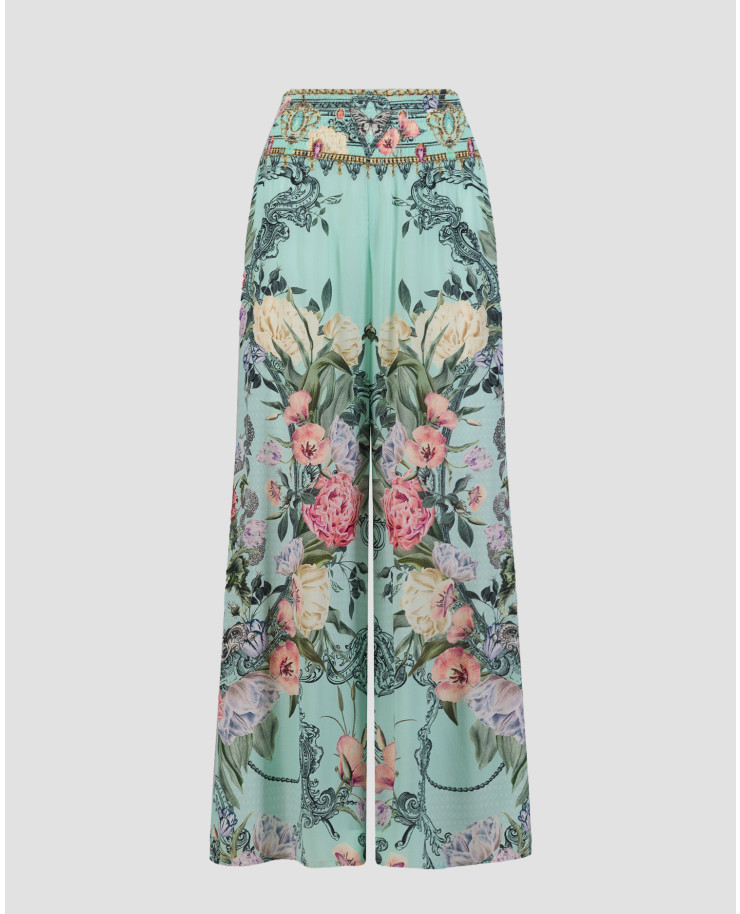 Women's wide floral silk trousers Camilla