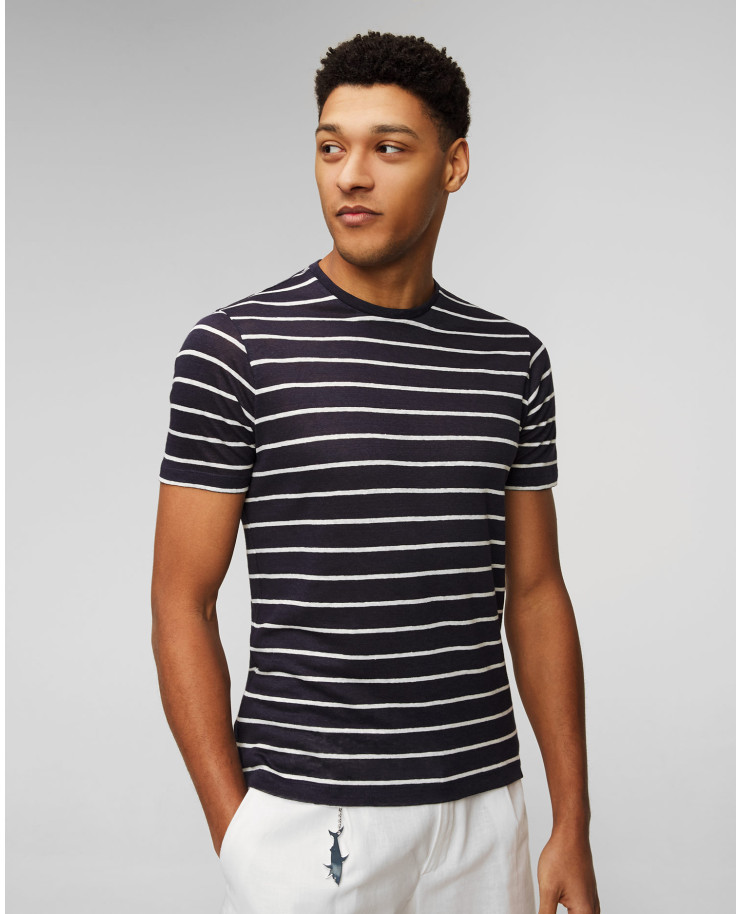 Men’s navy blue striped linen T-shirt Paul&Shark