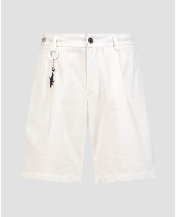 Short en lin blanc pour hommes Paul&Shark Bermuda Coulisse 1 Pince