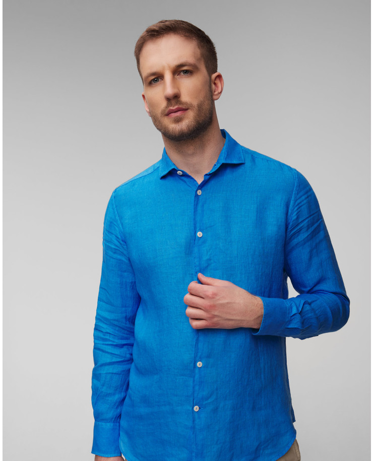 Chemise en lin bleue pour hommes MC2 Saint Barth