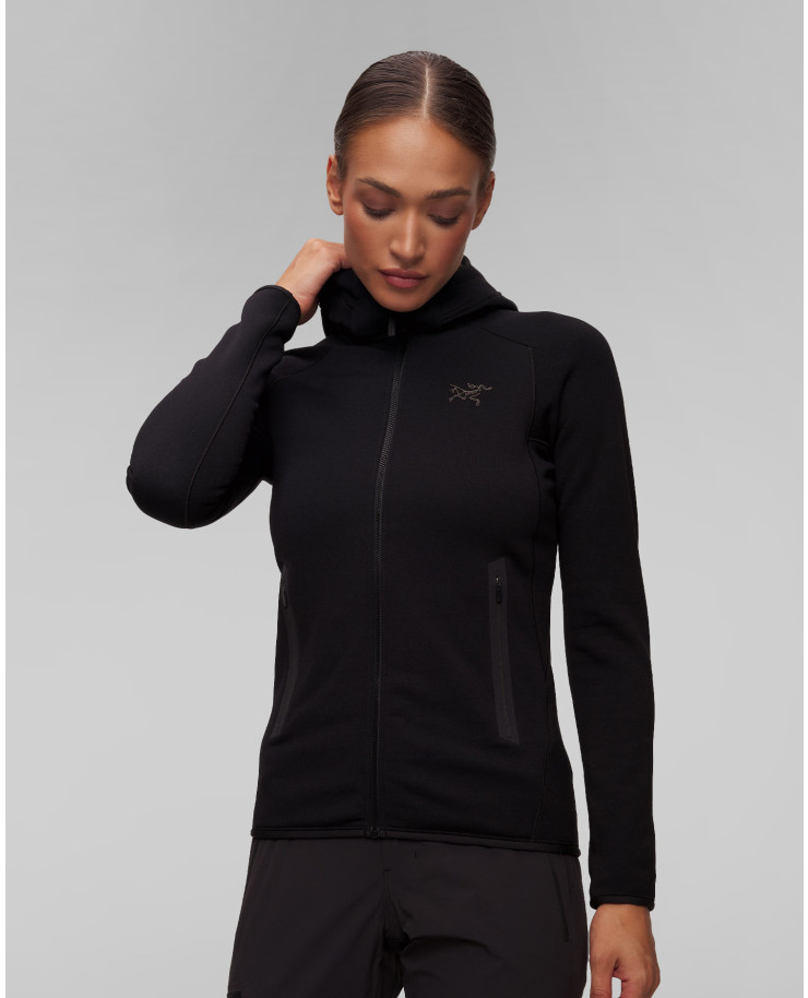 Felpa midlayer nera con cappuccio da donna Arcteryx Kyanite