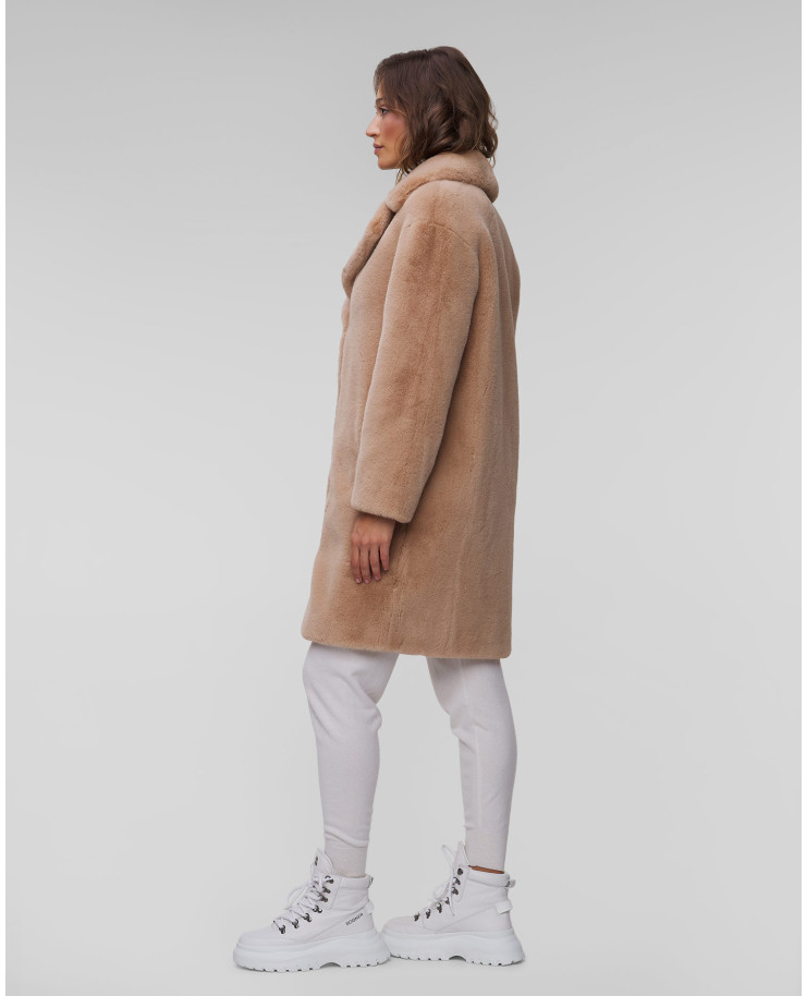 Manteau en fourrure beige pour femmes Stand Studio Camille Cocoon Coat