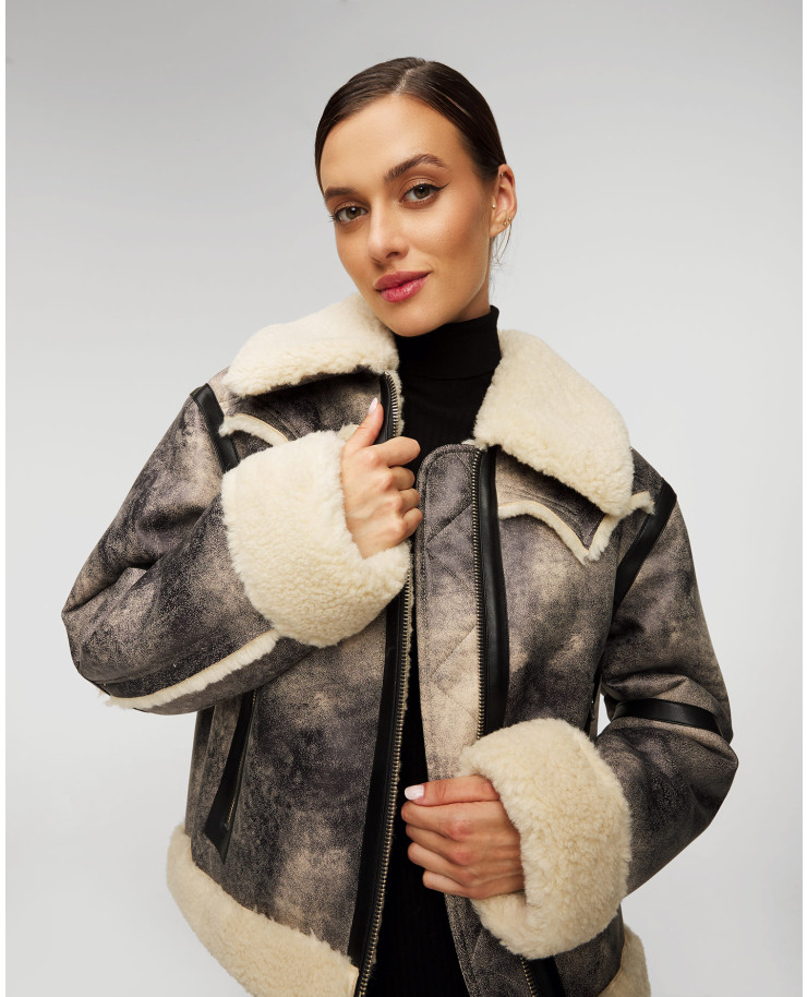 Monki premium shearling aviator jacket hot sale