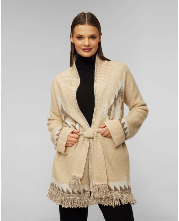 Cardigan beige in cashmere da donna Kujten Micky