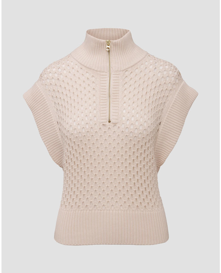 Gilet beige in maglia da donna Varley Gaines Half Zip Knit