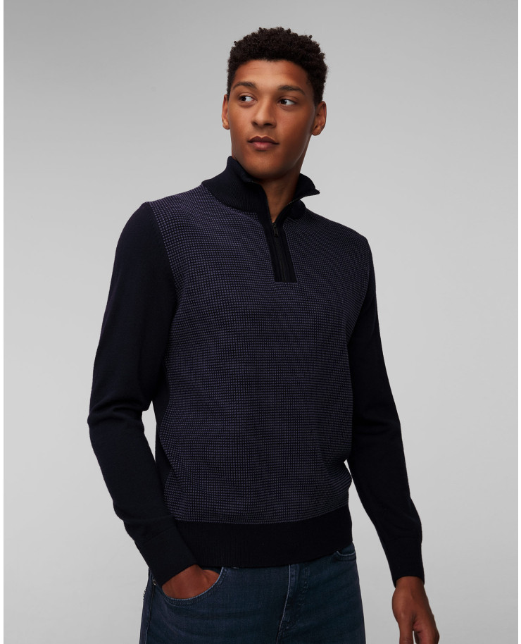 Maglione blu scuro in lana da uomo Hugo Boss H-Dambino