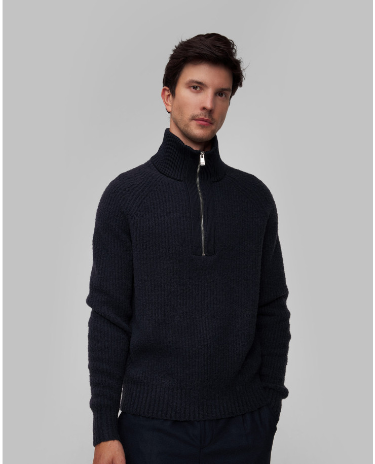 Maglione blu scuro in lana da uomo Hugo Boss C-Ebrezzo