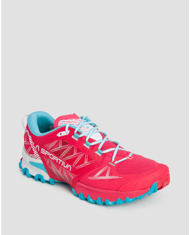 Chaussures de trail roses et bleues pour femmes La Sportiva Bushido III 