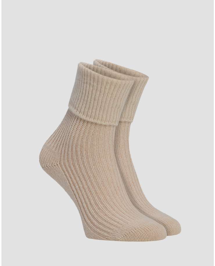 Chaussettes de sommeil en cachemire beige pour femmes Johnstons of Elgin