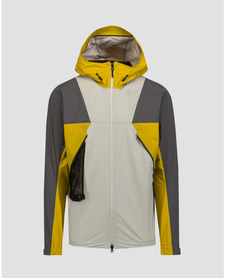 Veste d'alpinisme grise et jaune pour hommes Goldwin PERTEX SHIELD AIR Mountaineering Jacket