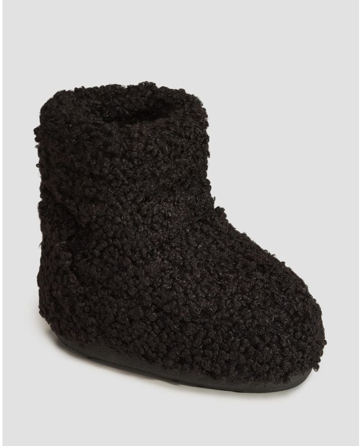 Winter fur boots Moon Boot Icon Low Faux Curly Black